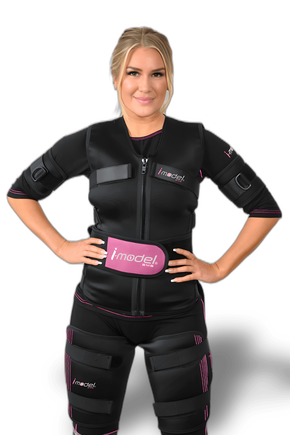 Front view of the official i-Model EMS suit
